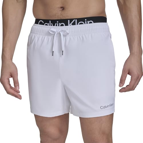 Calvin Klein Herren Volley Quick Dry Stretch Swim Trunk Badehose, Weiss/opulenter Garten, XXL von Calvin Klein