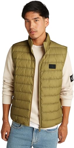 Calvin Klein Herren Weste Down Vest Steppweste, Grün (Gothic Olive), XS von Calvin Klein