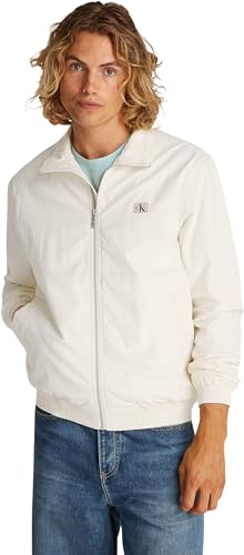 Calvin Klein Herren Windbreaker Jacke Crisp Cotton Harrington Leicht, Beige (Turtledove), M von Calvin Klein
