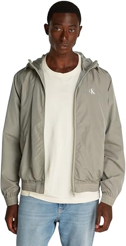 Calvin Klein Herren Windbreaker Jacke Nylon Hooded Leicht, Beige (Laurel Oak), M von Calvin Klein