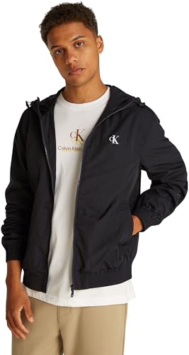Calvin Klein Herren Windbreaker Jacke Nylon Hooded Leicht, Schwarz (Ck Black), L von Calvin Klein