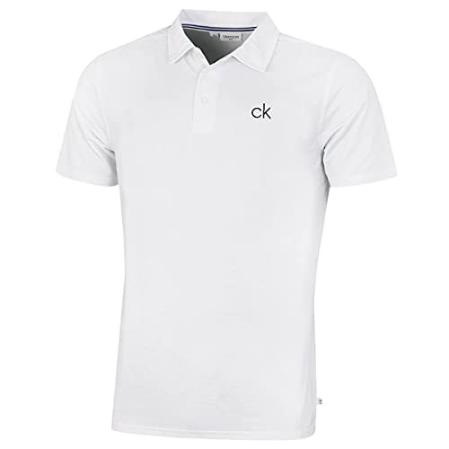 Calvin Klein Herren Zentral Eco Golf-Polo-Hemd - Weiß - L von Calvin Klein