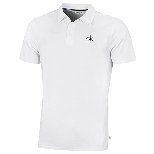 Calvin Klein Herren Zentral Eco Golf-Polo-Hemd - Weiß - M von Calvin Klein