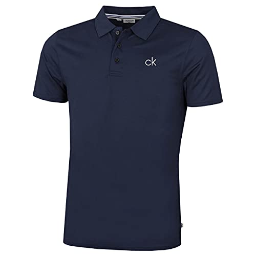 Calvin Klein Herren Zentral Eco Leichte Golf-Polo-Hemd - Marine - L von Calvin Klein