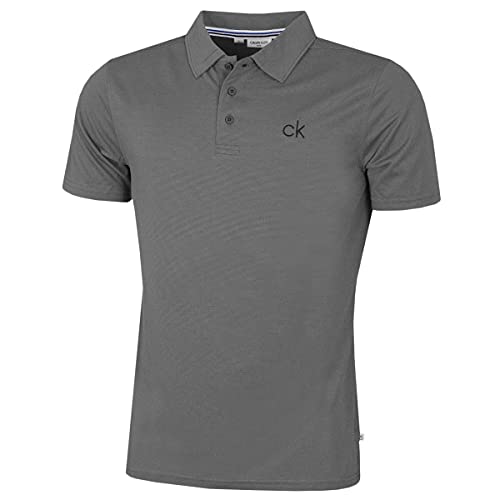 Calvin Klein Herren Zentral Eco Leichte Golf-Polo-Hemd - Silber/Grau - L von Calvin Klein