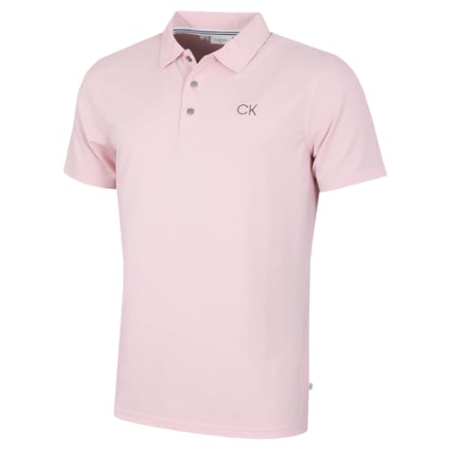 Calvin Klein Herren Zentral Eco Wicking Golf-Polo-Hemd - Baby Rosa - L von Calvin Klein