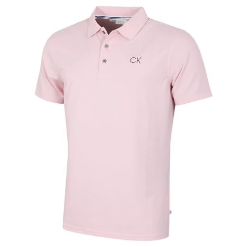 Calvin Klein Herren Zentral Eco Wicking Golf-Polo-Hemd - Baby Rosa - M von Calvin Klein