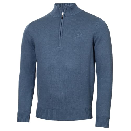 Calvin Klein Herren gefüttert Chunky 1/2 Zip Sweater - Denim meliert - M von Calvin Klein