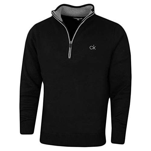 Calvin Klein Herren gefüttert Chunky Half Zip Sweater - Schwarz - S. von Calvin Klein