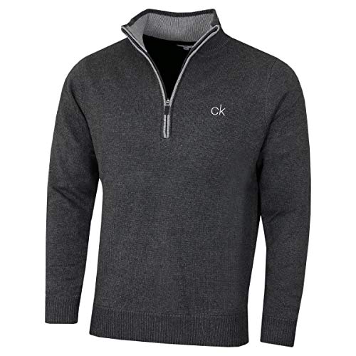 Calvin Klein Herren gefütterter Chunky Half Zip Sweater - Charcoal Marl - XXXL von Calvin Klein