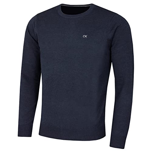 Calvin Klein Herren mit Rundhalsausschnitt Sweater - Marine Marl - S von Calvin Klein