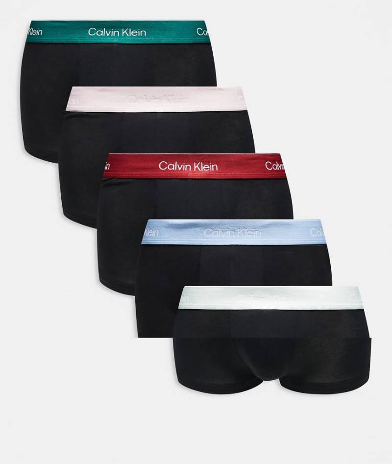 Calvin Klein - Icon - 5er-Pack Unterhosen aus Baumwollstretch mit niedrigem, farblich abgesetztem Bund-Bunt von Calvin Klein