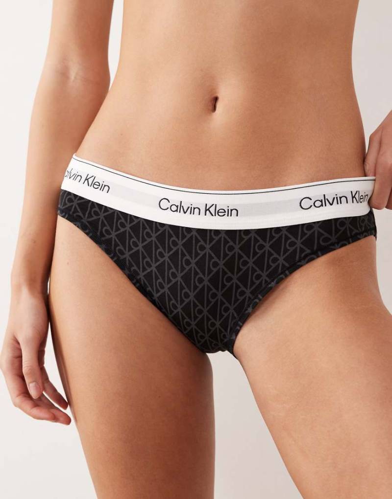 Calvin Klein - Icon Cotton Modal - Bikinislip in Grau mit Emblem-Muster von Calvin Klein