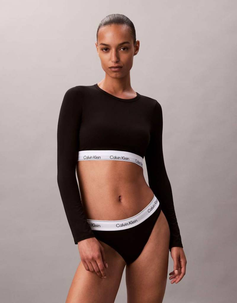 Calvin Klein - Icon Cotton Modal - Langärmliges Cropped Oberteil in Schwarz von Calvin Klein
