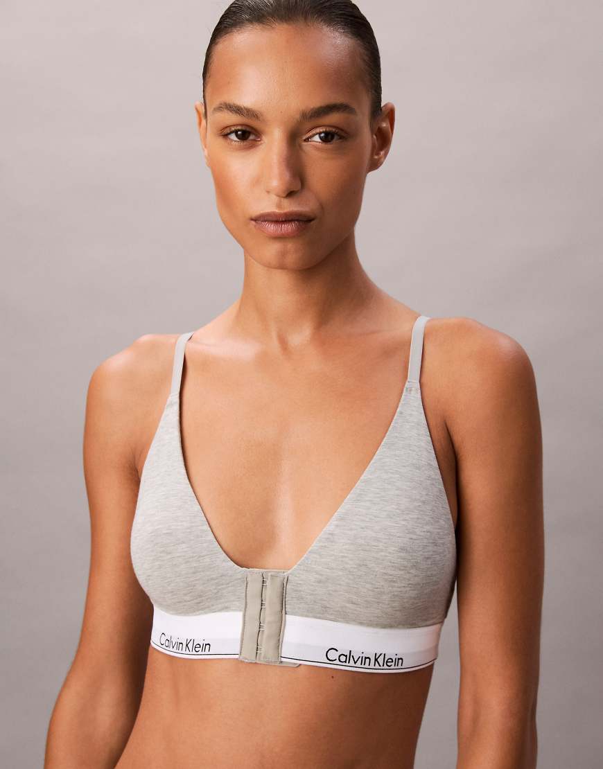 Calvin Klein - Icon Cotton Modal - Leicht gefütterter Triangel-BH in Grau für nach der OP von Calvin Klein
