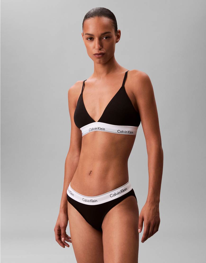 Calvin Klein - Icon Cotton Modal - Leicht gefüttertes Triangel-Bralette in Schwarz von Calvin Klein