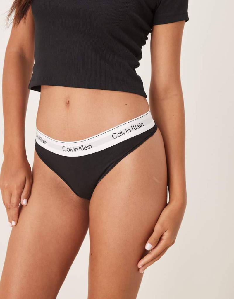 Calvin Klein - Icon Cotton Modal - Tanga in Schwarz von Calvin Klein