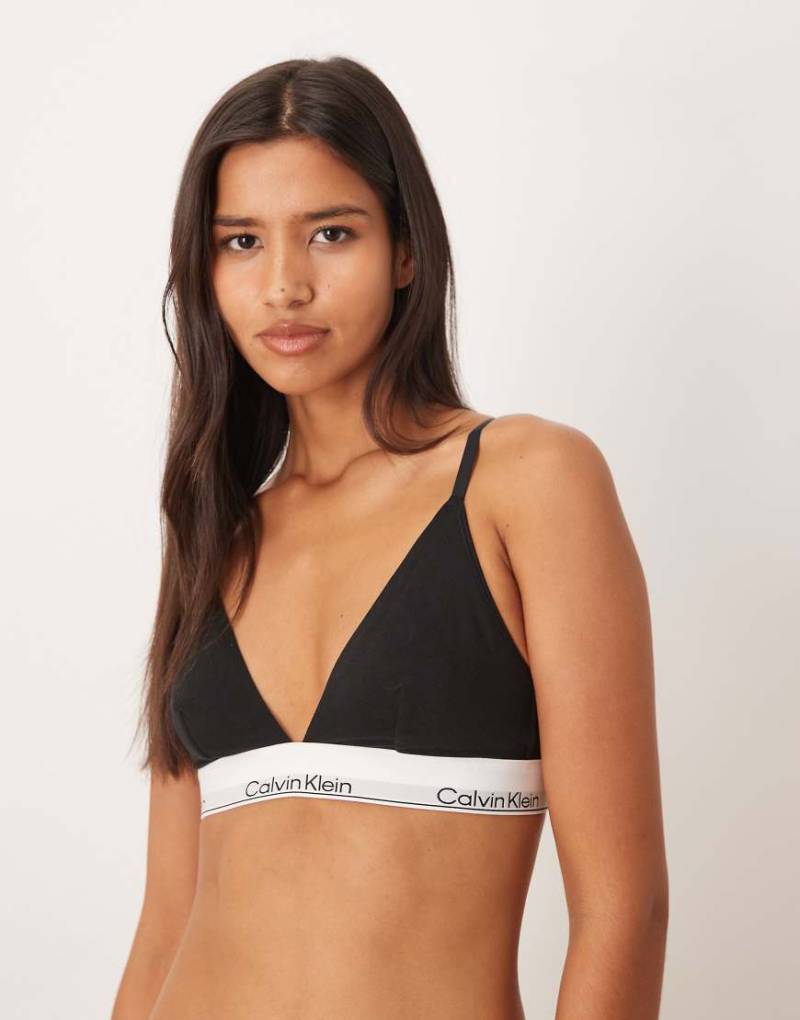 Calvin Klein - Icon Cotton Modal - Triangel-Bustier in Schwarz mit Unterbrustband von Calvin Klein