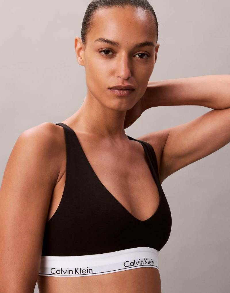 Calvin Klein - Icon Cotton Modal - Ungefüttertes Bustier in Schwarz mit U-Ausschnitt hinten von Calvin Klein