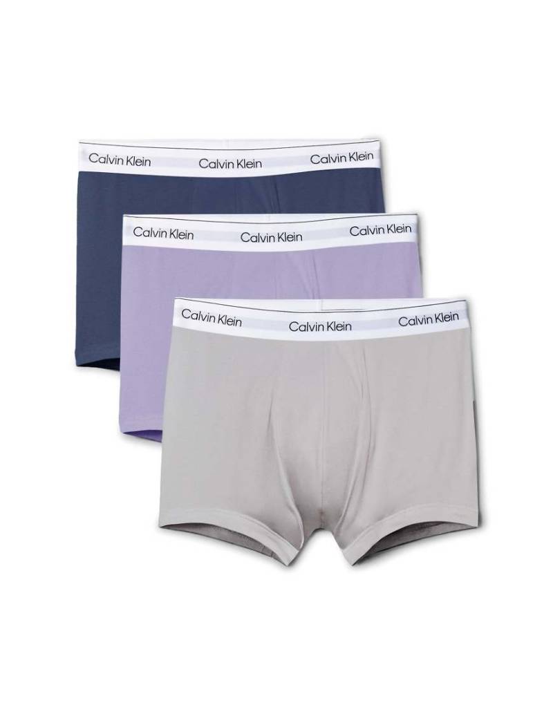 Calvin Klein - Icon Cotton Stretch - 3er-Pack Unterhosen in Flieder/Grau/Marineblau mit Abnähern-Bunt von Calvin Klein