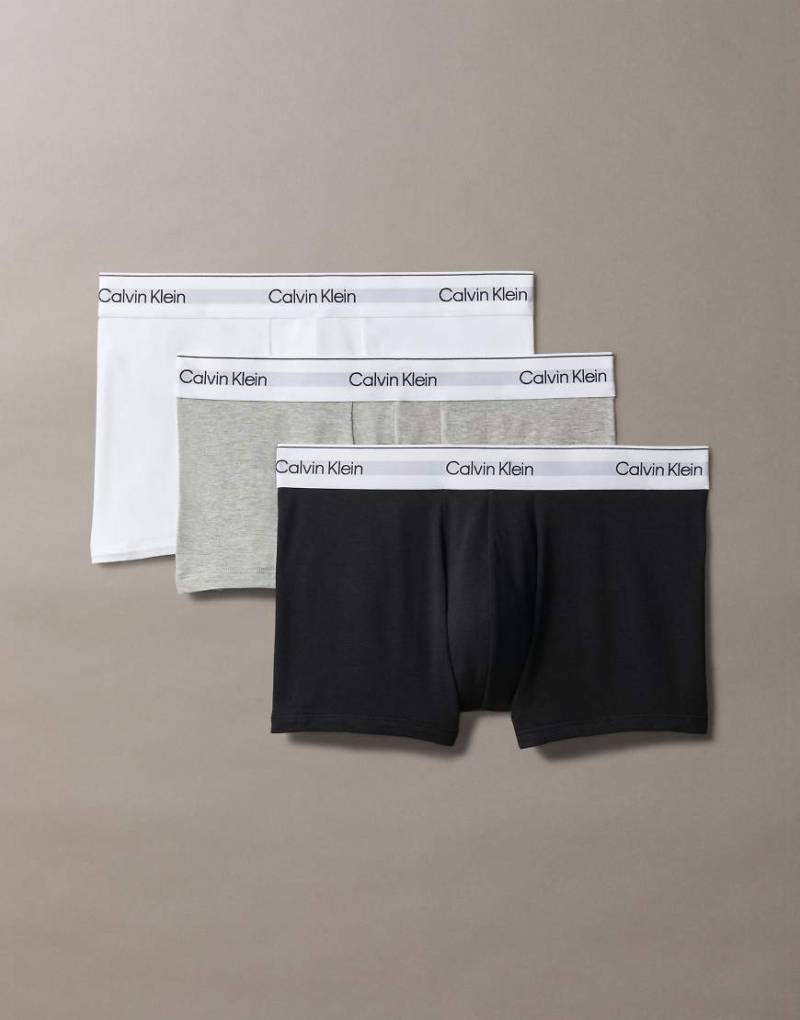 Calvin Klein - Icon Cotton Stretch - 3er-Pack Unterhosen in Weiß, Grau und Schwarz mit niedrigem Bund-Bunt von Calvin Klein