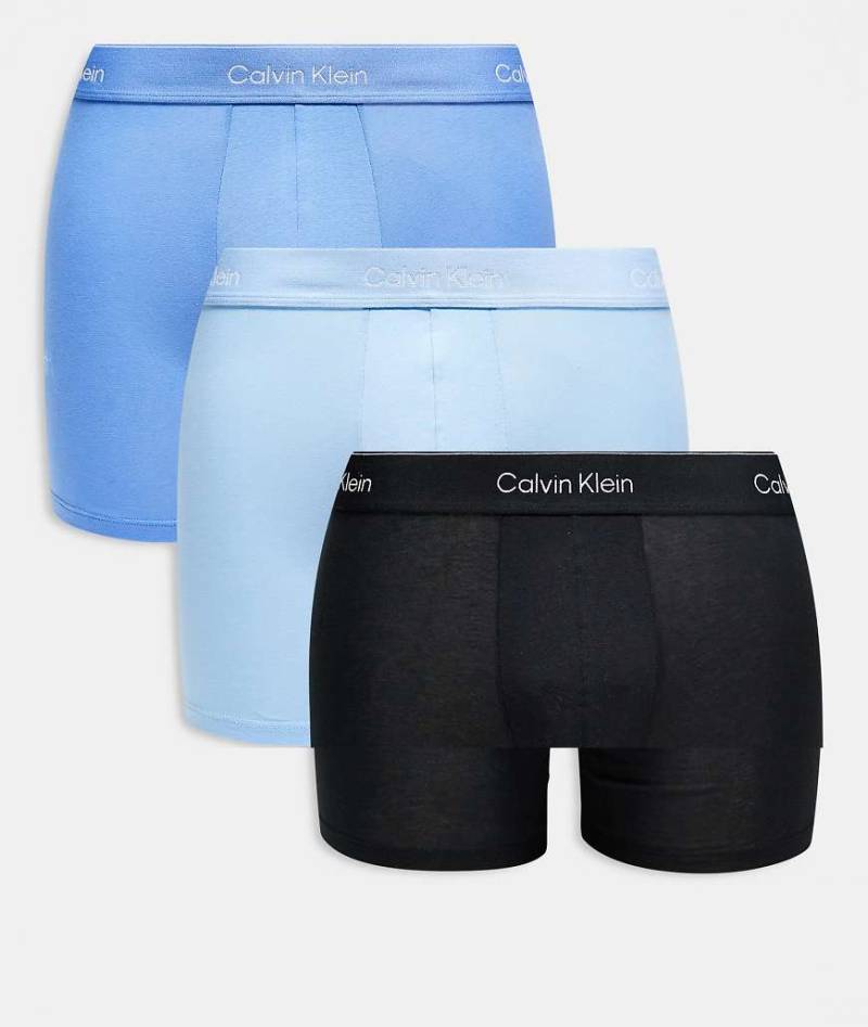 Calvin Klein - Icon Cotton Stretch - 3er-Pack eng geschnittene Boxershorts in Blautönen von Calvin Klein