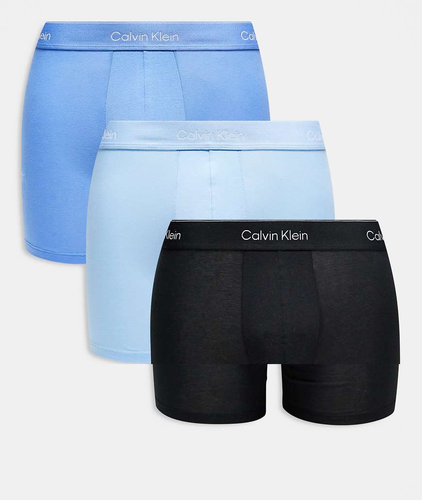 Calvin Klein - Icon Cotton Stretch - 3er-Pack eng geschnittene Boxershorts in Blautönen von Calvin Klein