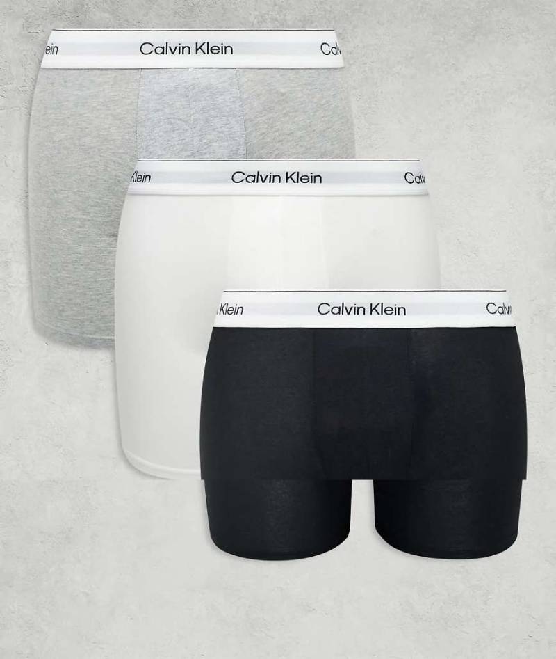Calvin Klein - Icon Cotton Stretch - 3er-Pack eng geschnittene Boxershorts in Grau, Weiß und Schwarz-Bunt von Calvin Klein