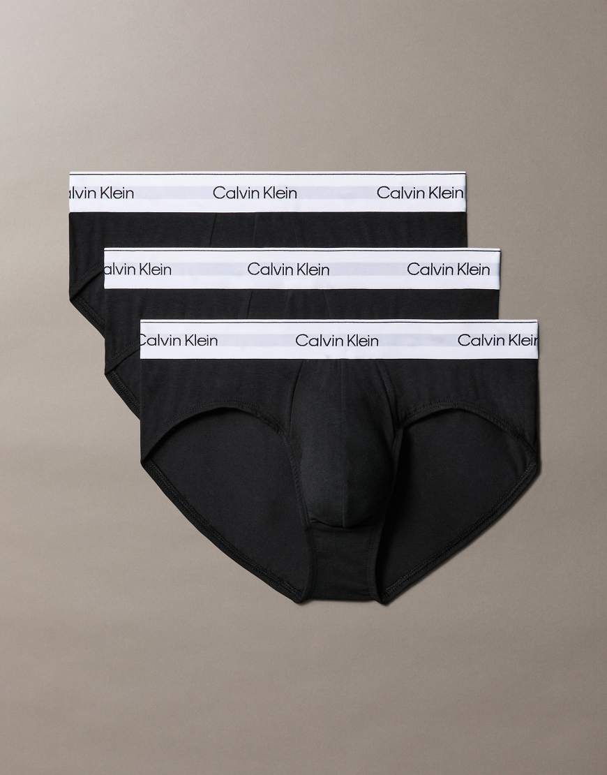 Calvin Klein - Icon Cotton Stretch - 3er-Pack eng geschnittene Hüftslips in Schwarz von Calvin Klein
