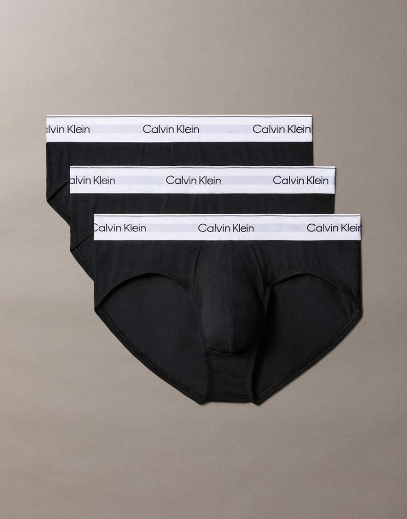 Calvin Klein - Icon Cotton Stretch - 3er-Pack eng geschnittene Hüftslips in Schwarz von Calvin Klein