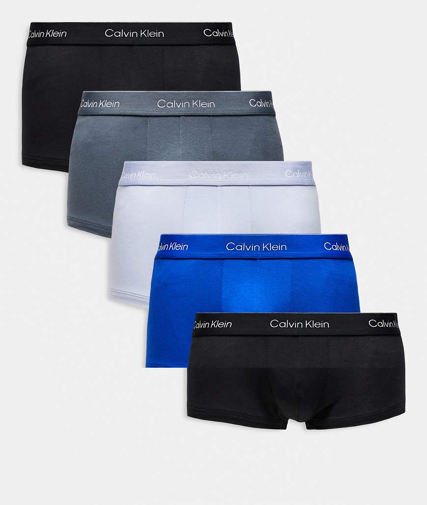 Calvin Klein - Icon Cotton Stretch - 5er-Pack Unterhosen in Schwarz und Blau mit niedrigem Bund-Bunt von Calvin Klein