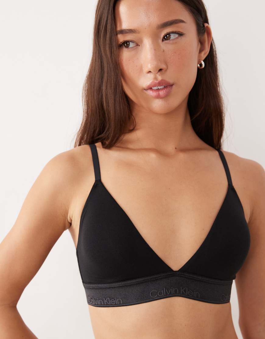 Calvin Klein - Icon - Leicht gefütterter Triangel-BH aus Baumwolle und Modal in Satin-Schwarz von Calvin Klein