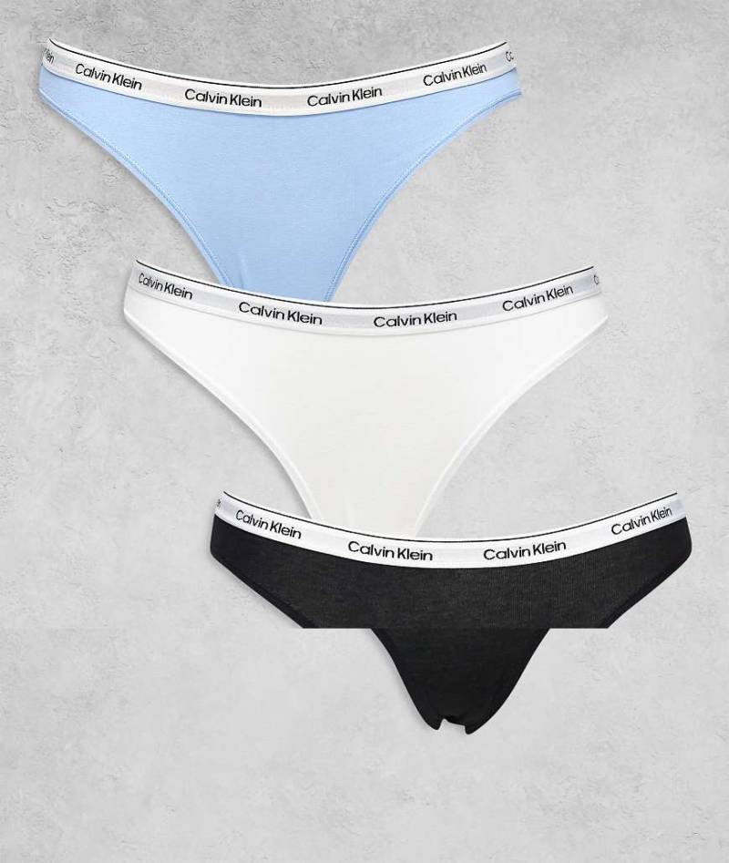 Calvin Klein - Icon Logo - 3er-Pack Bikinihosen in Schwarz/Weiß/Blau-Bunt von Calvin Klein