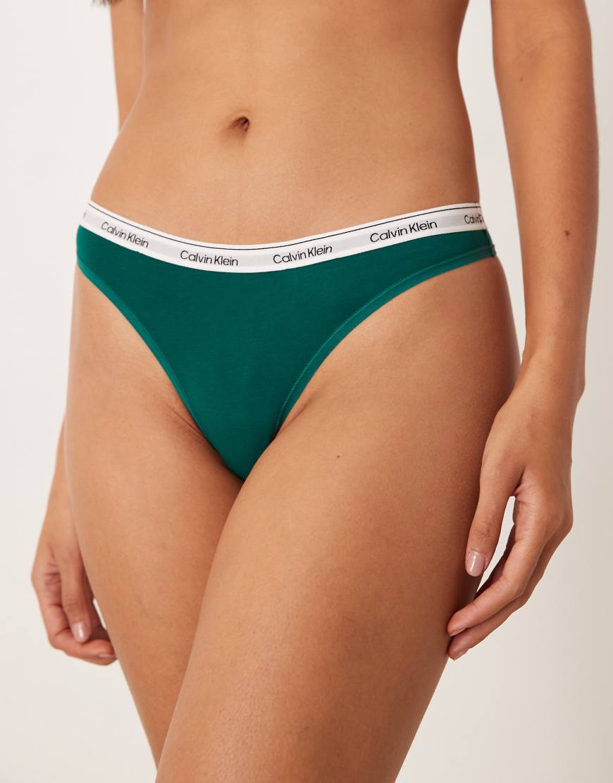 Calvin Klein - Icon Logo - Tanga in Tannengrün von Calvin Klein