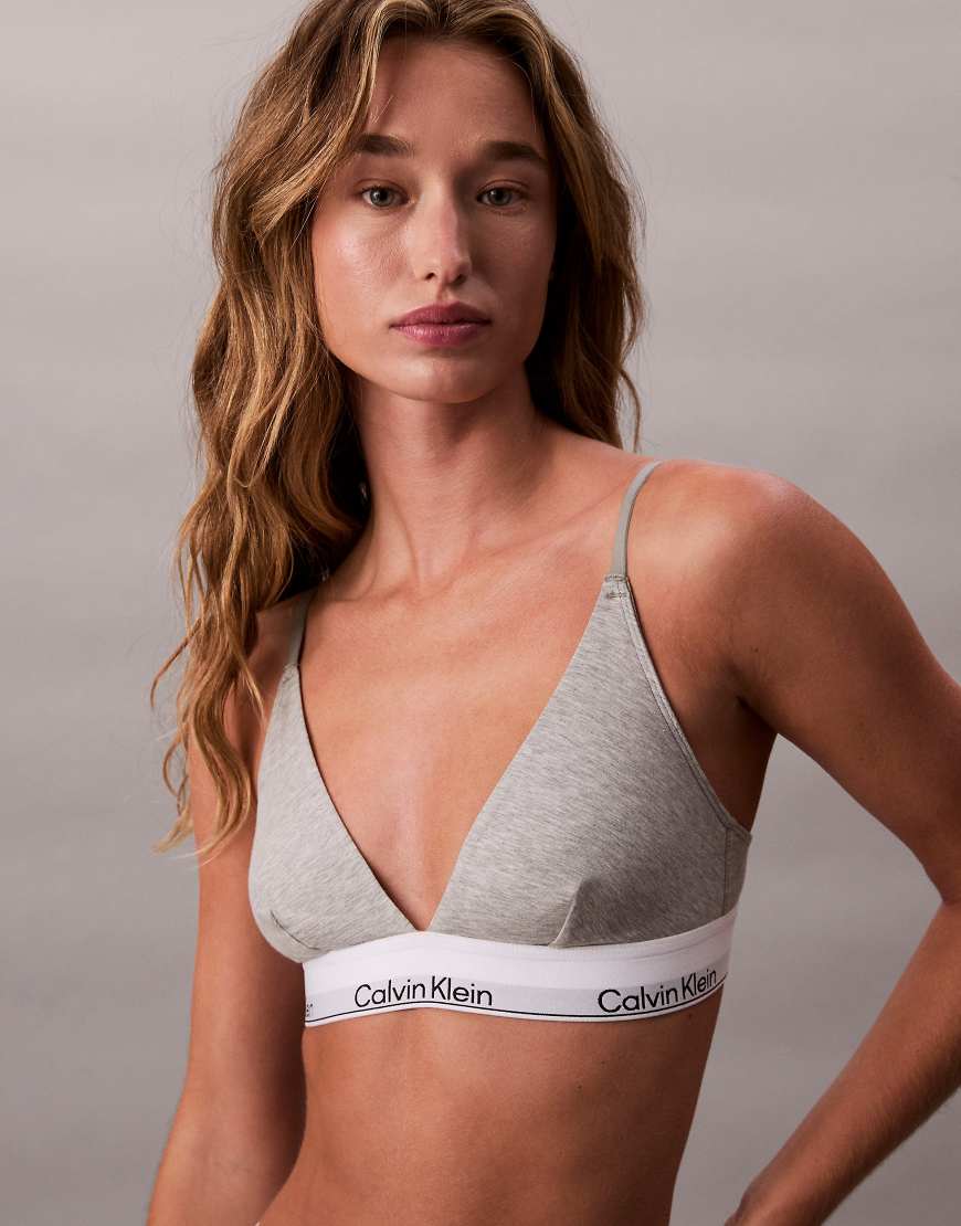Calvin Klein - Icon - Unterfüttertes Triangel-Bustier aus Baumwoll-Modal-Mix in Grau von Calvin Klein
