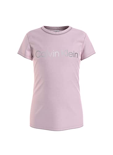 Calvin Klein Ig0Ig01350-Inst Silver Logo Slim T Crew Neck Regular Fit Straight Pink Mädchen T-Shirt, rosa rose, 12 Yıl von Calvin Klein