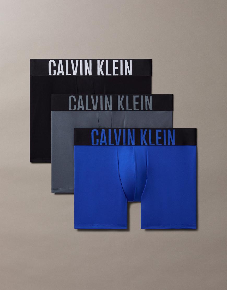 Calvin Klein - Intense Power - 3er-Pack Boxerslips aus Mikrofaser in Schwarz/Blau/Grau-Bunt von Calvin Klein