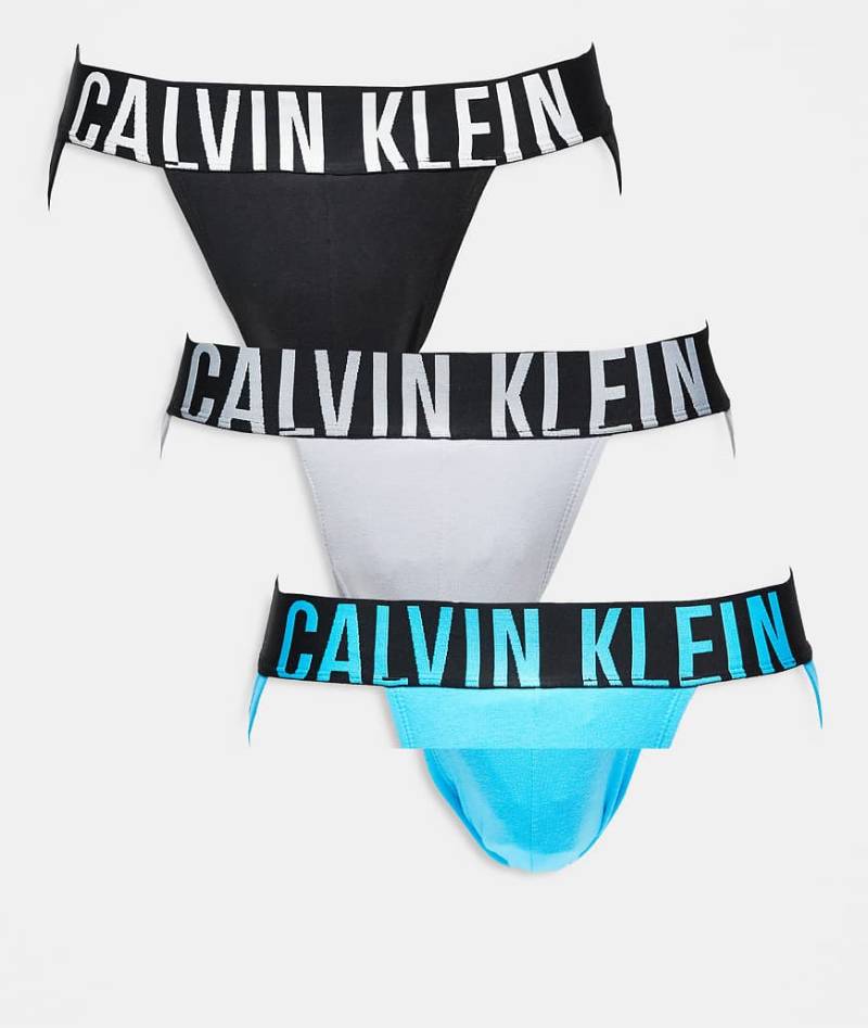 Calvin Klein - Intense Power - 3er-Pack Jockstraps in Grau/Schwarz/Blau-Bunt von Calvin Klein