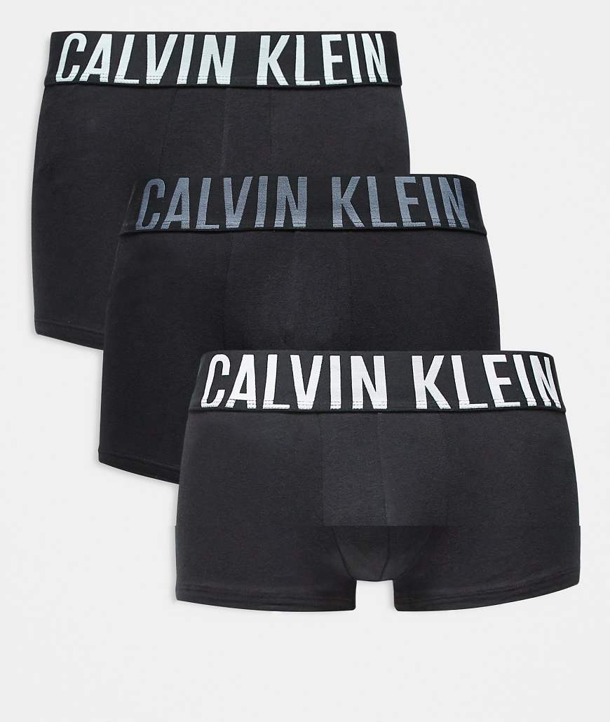 Calvin Klein - Intense Power - 3er-Pack Unterhosen aus Baumwolle in Schwarz mit grauem Logobund-Bunt von Calvin Klein