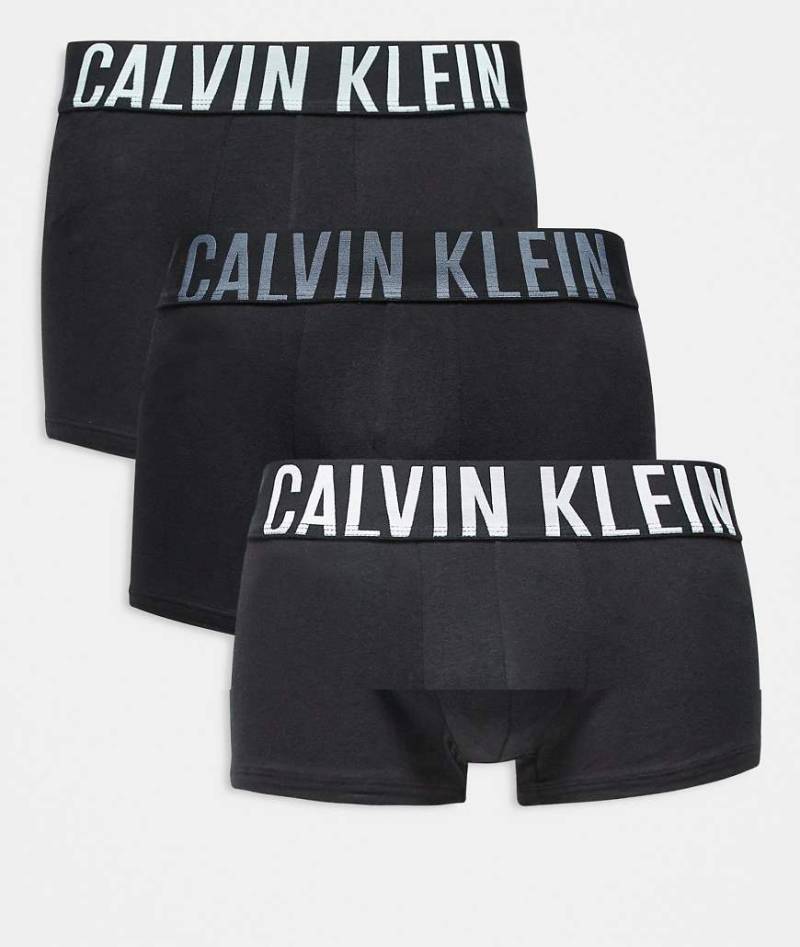 Calvin Klein - Intense Power - 3er-Pack Unterhosen aus Baumwolle in Schwarz mit grauem Logobund-Bunt von Calvin Klein