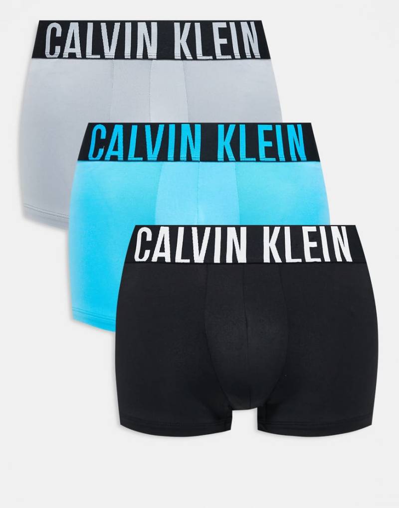 Calvin Klein - Intense Power - 3er-Pack Unterhosen in Schwarz, Grau und Blau von Calvin Klein