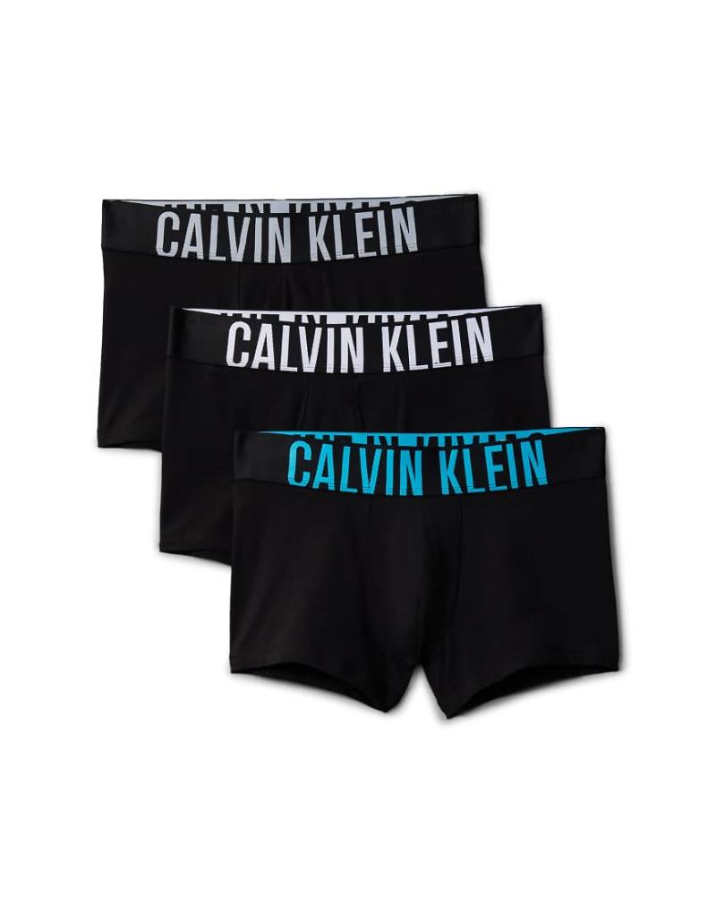 Calvin Klein - Intense Power - 3er-Pack Unterhosen in Schwarz mit Bund in Blau und Grau von Calvin Klein