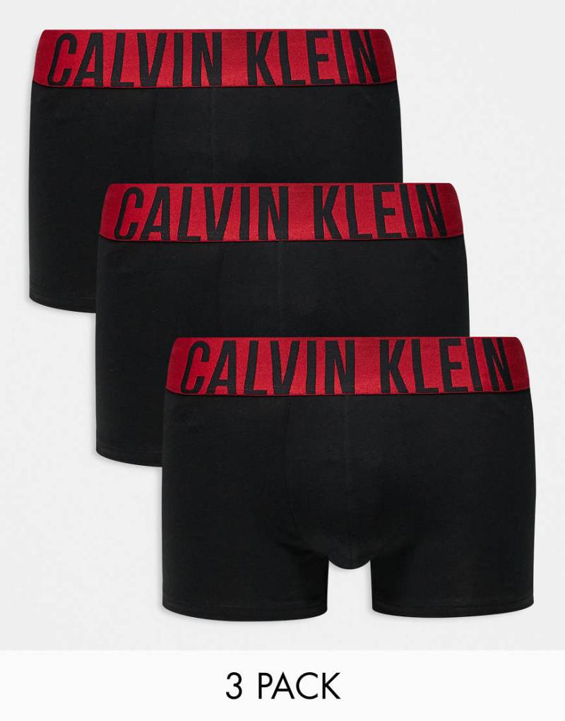 Calvin Klein - Intense Power - 3er-Pack Unterhosen in Schwarz mit rotem Bund von Calvin Klein