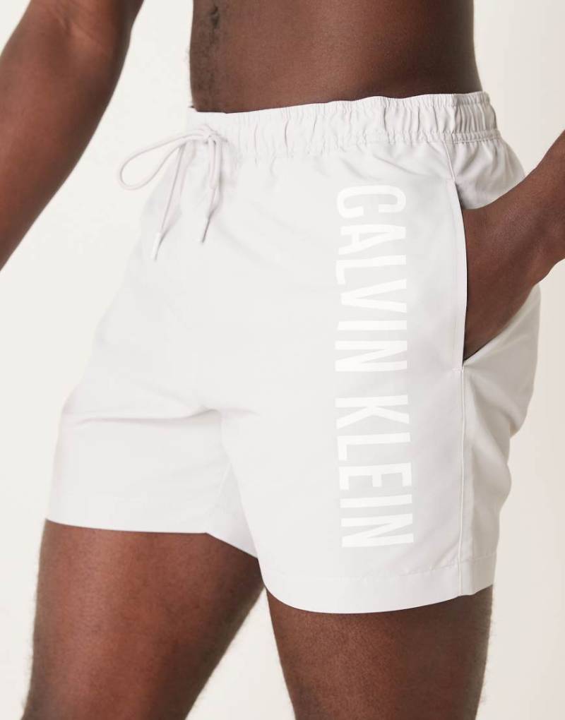 Calvin Klein - Intense Power - Badeshorts in Hellgrau mit Logo von Calvin Klein