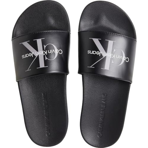 Calvin Klein Jeans Damen Badeschuhe Slide Badelatschen, Schwarz (Triple Black), 38 von Calvin Klein