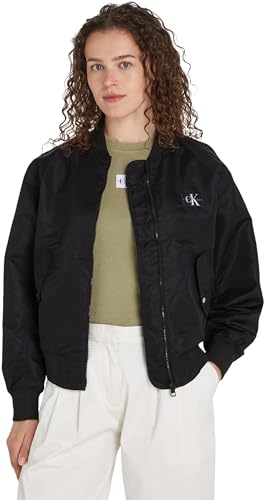 Calvin Klein Jeans Damen Bomberjacke Übergangsjacke, Schwarz (Ck Black), L von Calvin Klein