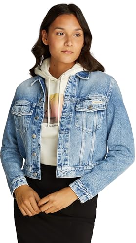 Calvin Klein Damen Jeansjacke Cropped 90S Regular Jacket Kurz, Blau (Denim Light), XS von Calvin Klein