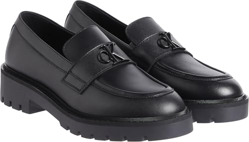 Calvin Klein Jeans Damen Flatform Loafer HW MG LTH YW0YW01682 Schuhe mit Absatz, Schwarz (Triple Black), 40.5 EU von Calvin Klein