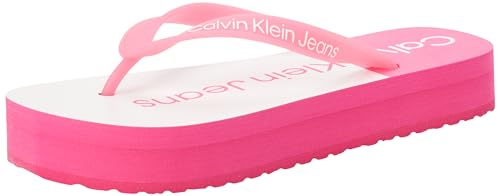 Calvin Klein Jeans Damen Flip Flops Beach Sandal Flatform mit Plateau, Rosa (Fucsia Fedora/Bright White), 40 von Calvin Klein