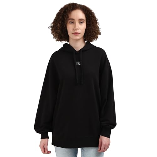 Calvin Klein Jeans Damen Hoodie Oversized mit Kapuze, Schwarz (Ck Black), XXS von Calvin Klein